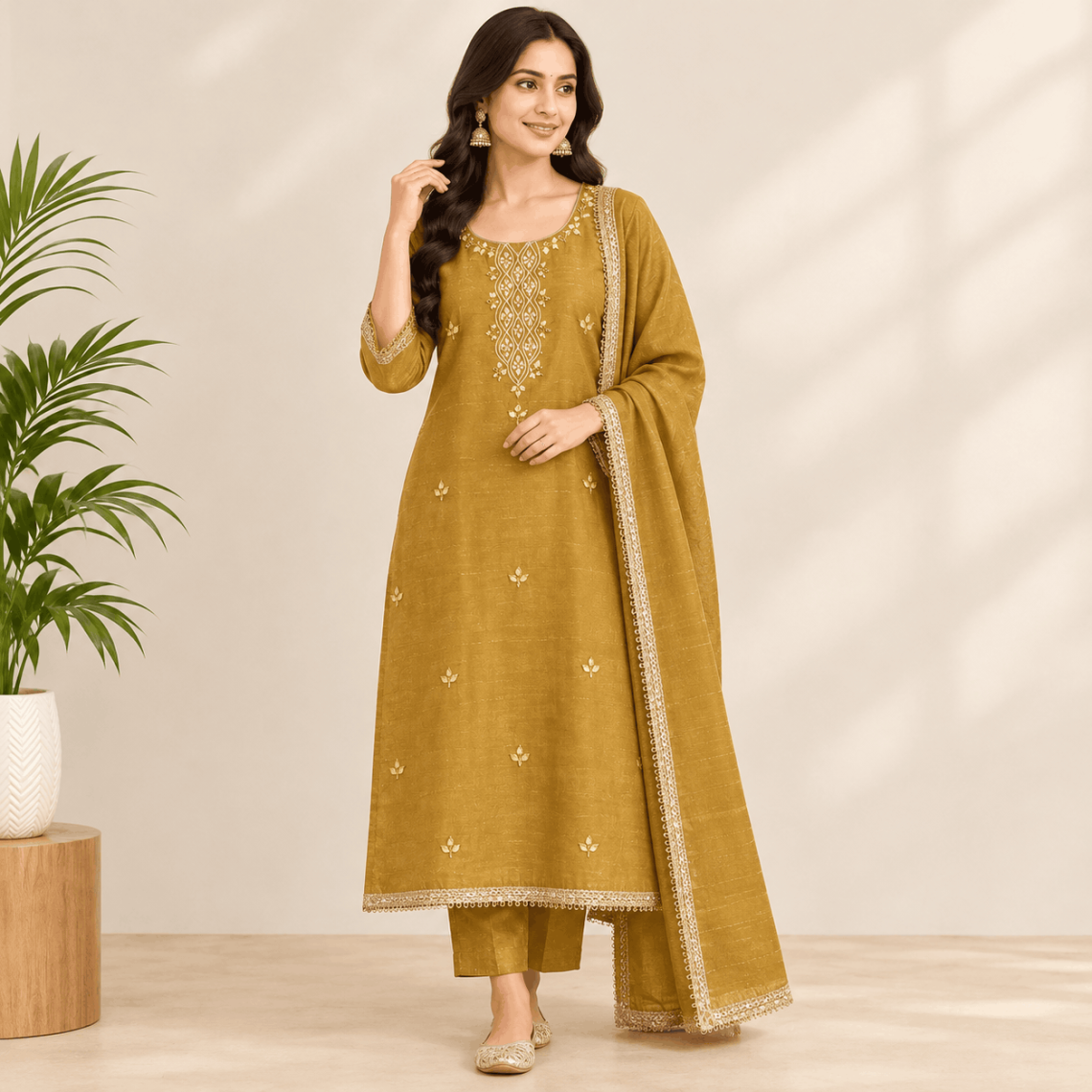 Mustard Gold Ethnic Kurti